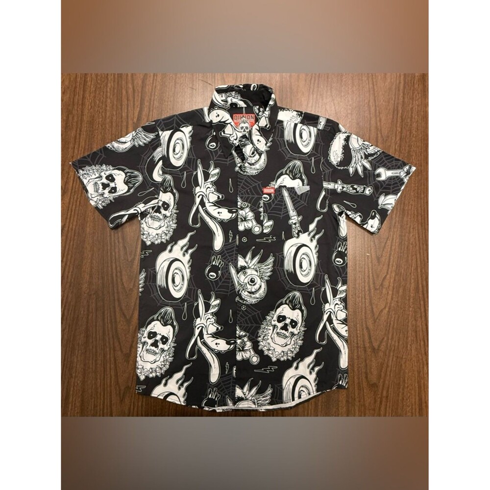 DIXXON “Rat Rod” Black & White Graphic Button-Down Shirt